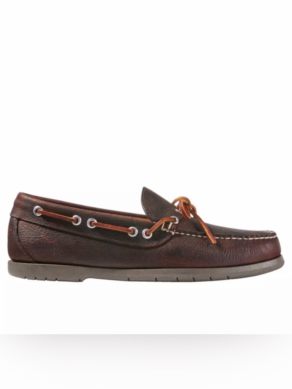 LL Bean Men's Brown Leather Boat Shoes – Classic Moccasin Style